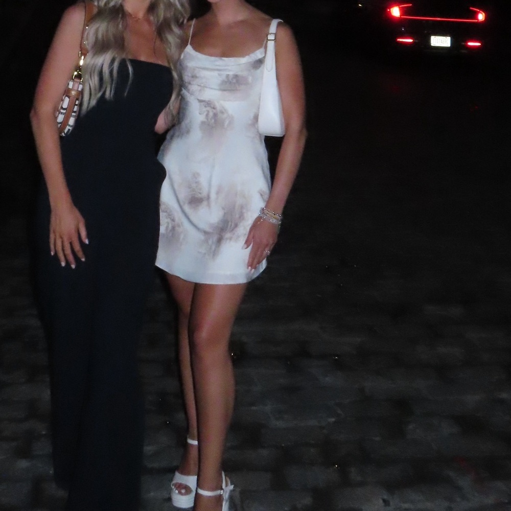 Mini white and brown dress